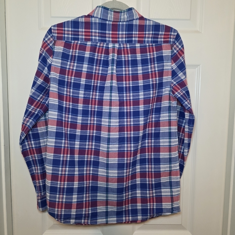 Vineyard Vines Boys Size Large Cotton Madras Plaid Button Up Shirt - Picture 5 of 10